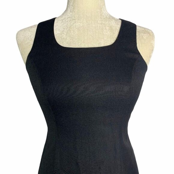 Vintage Linen Blend Sheath Dress Black Sleeveless - Picture 2 of 6